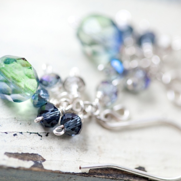 Blue Green Earrings Handmade - New! - Picture 4 of 4